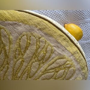 ** SOLD ** Do not purchase!! ..Vintage Handmade 17..5” Round Needlepoint lemon